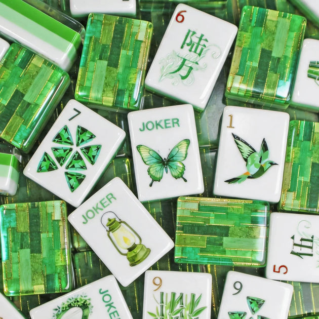 Emerald Enchantment Mahjong Tile Set | Fantasy Green Mahjong Tiles ...